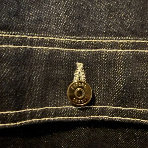 Versace versus Dark Blue Denim Jacket with Sleeve Logo - Picture 8 of 11